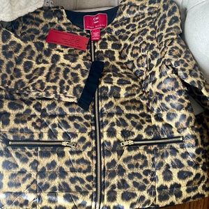 NWT Ciao Milano Carmen Water Resistant Down Leopard Print Jacket M $195